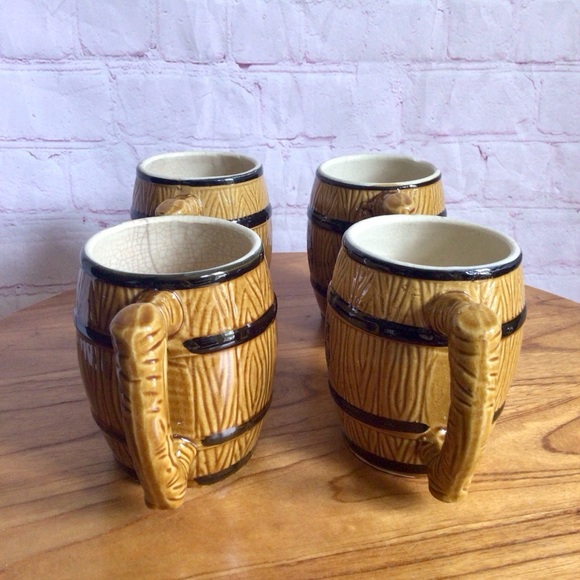 Vintage Old Kentucky Root Beer Barrel Ceramic Mugs - Set of 4 - Picture 4 of 9